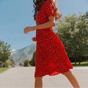 Ivy City Co Allie Floral Dress in Red - Size 1X